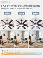 62" Ceiling Fans with Lights for Patio, Living Room, Remote in Black & Walnut, alternate view 6