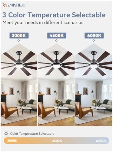 62" Ceiling Fans with Lights for Patio, Living Room, Remote in Black & Walnut, alternate view 6