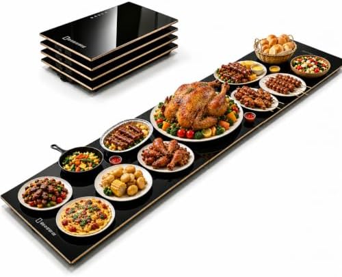 63"×12" Food Warmers for Parties Buffet, Linkable Warming Trays for Buffets in Blackgold