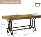 63" Counter Height Bar Table with Metal Footrest, Rectangular Tall Kitchen Dining Pub Table, Industrial Home Bar, alternate