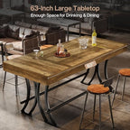 63" Counter Height Bar Table with Metal Footrest, Rectangular Tall Kitchen Dining Pub Table, Industrial Home Bar, alternate