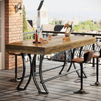 63" Counter Height Bar Table with Metal Footrest, Rectangular Tall Kitchen Dining Pub Table, Industrial Home Bar, alternate