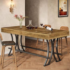 63" Counter Height Bar Table with Metal Footrest, Rectangular Tall Kitchen Dining Pub Table, Industrial Home Bar, alternate