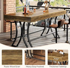 63" Counter Height Bar Table with Metal Footrest, Rectangular Tall Kitchen Dining Pub Table, Industrial Home Bar, alternate