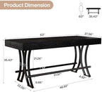 63" Counter Height Bar Table with Metal Footrest, Rectangular Tall Kitchen Dining Pub Table, Industrial Home Bar, alternate
