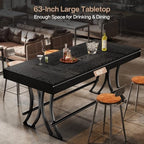 63" Counter Height Bar Table with Metal Footrest, Rectangular Tall Kitchen Dining Pub Table, Industrial Home Bar, alternate