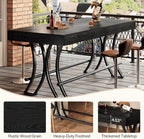 63" Counter Height Bar Table with Metal Footrest, Rectangular Tall Kitchen Dining Pub Table, Industrial Home Bar, alternate