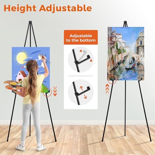 63" Easel Stand for Wedding Signs, Black, 1 Pack with Carry Bag in Black, alternate view 3