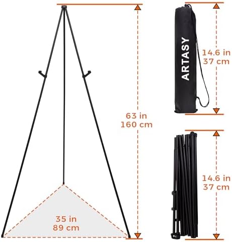 63" Easel Stand for Wedding Signs, Black, 1 Pack with Carry Bag in Black, alternate view 5