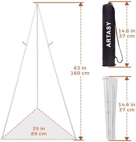 63" Easel Stand for Wedding Signs, White, 1 Pack with Carry Bag in White, alternate view 2
