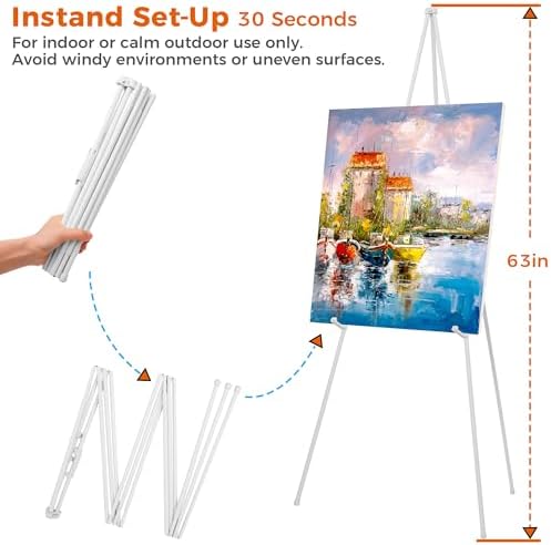63" Easel Stand for Wedding Signs, White, 1 Pack with Carry Bag in White, alternate view 3