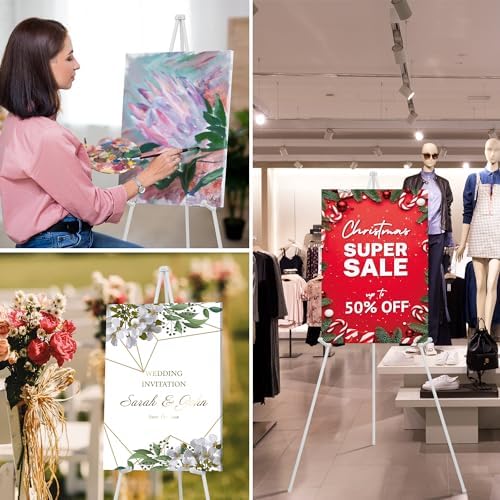 63" Easel Stand for Wedding Signs, White, 1 Pack with Carry Bag in White, alternate view 5
