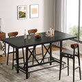 63-Inch Counter Height Bar Table with Metal Footrest (Black) in Black