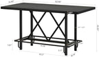 63-Inch Counter Height Bar Table with Metal Footrest (Black) in Black, alternate view 2