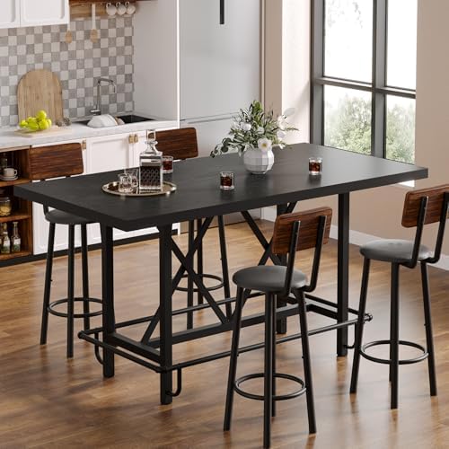63-Inch Counter Height Bar Table with Metal Footrest (Black) in Black, alternate view 3