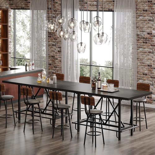 63-Inch Counter Height Bar Table with Metal Footrest (Black) in Black, alternate view 5