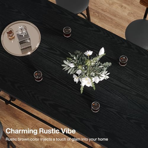 63-Inch Counter Height Bar Table with Metal Footrest (Black) in Black, alternate view 6