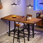 63-Inch Counter Height Bar Table with Metal Footrest (Brown) in Brown, alternate view 3