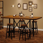 63-Inch Counter Height Bar Table with Metal Footrest (Brown) in Brown, alternate view 4
