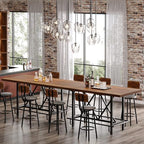 63-Inch Counter Height Bar Table with Metal Footrest (Brown) in Brown, alternate view 5