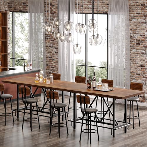 63-Inch Counter Height Bar Table with Metal Footrest (Brown) in Brown, alternate view 5
