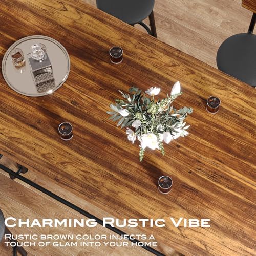 63-Inch Counter Height Bar Table with Metal Footrest (Brown) in Brown, alternate view 6