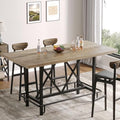 63-Inch Counter Height Bar Table with Metal Footrest (Gray) in Gray