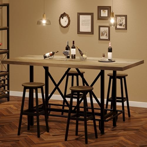 63-Inch Counter Height Bar Table with Metal Footrest (Gray) in Gray, alternate view 4