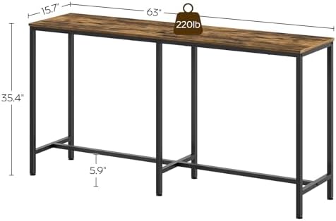 63" Long Bar Table, Counter Bar Height Table, High Top Table, Rectangular Bar Pub, for Kitchen, Living Room, alternate view 3