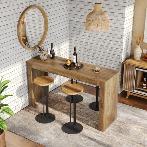 63" Long Bar Table, Counter Height Pub Dining Table for 4-6, Modern Home Bar Unit, Rectangular High Top Table, alternate view