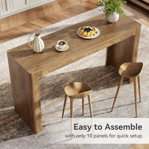 63" Long Bar Table, Counter Height Pub Dining Table for 4-6, Modern Home Bar Unit, Rectangular High Top Table, alternate view