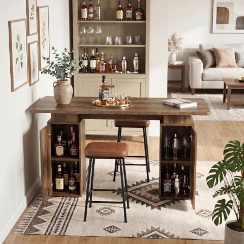 63" Long Bar Table with Storage Cabinets for Dining & Kitchen, alternate view 3