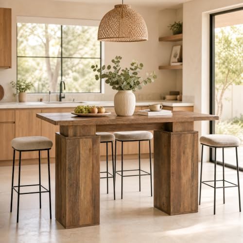 63" Long Bar Table with Storage Cabinets for Dining & Kitchen, alternate view 4