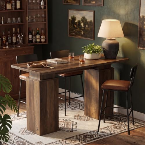63" Long Bar Table with Storage Cabinets for Dining & Kitchen, alternate view 6