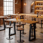 63” Solid Wood Bar Table, Commercial Grade Counter Height Table with Metal Legs, Heavy Duty Long Pub Table for, alternate