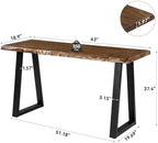 63” Solid Wood Bar Table, Commercial Grade Counter Height Table with Metal Legs, Heavy Duty Long Pub Table for, alternate