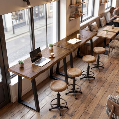 63” Solid Wood Bar Table, Commercial Grade Counter Height Table with Metal Legs, Heavy Duty Long Pub Table for, alternate