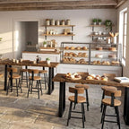 63” Solid Wood Bar Table, Commercial Grade Counter Height Table with Metal Legs, Heavy Duty Long Pub Table for, alternate