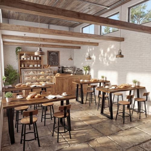 63” Solid Wood Bar Table, Commercial Grade Counter Height Table with Metal Legs, Heavy Duty Long Pub Table for, alternate