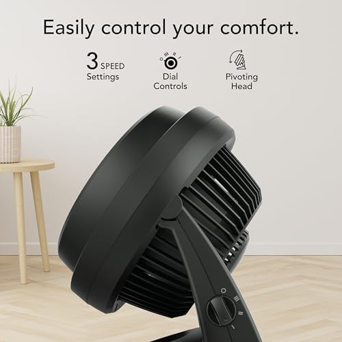630 Medium Air Circulator Fan, 3 Speed, Adjustable Tilt, Black in Black, alternate view 4