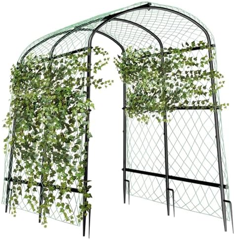 63inch Garden Trellis Arch: for Climbing Plants with Net Metal in Black