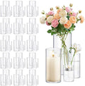 64 Pack Thick Glass Cylinder Vases 4,6,9,12 Inch Tall Clear Flower Vase Hurricane Floating Candle Holder for