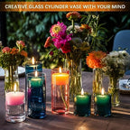 64 Pack Thick Glass Cylinder Vases 4,6,9,12 Inch Tall Clear Flower Vase Hurricane Floating Candle Holder for, alternate view