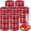 64 Pcs Christmas Plastic Serving Tray with Lid 10" Disposable Plate in Red