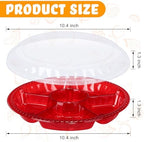 64 Pcs Christmas Plastic Serving Tray with Lid 10" Disposable Plate in Red, alternate view 3