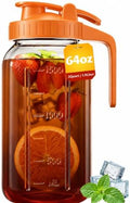 64oz (2quart) Mason Jar Pitcher, Glass Pitcher with Lid for Tea & Cold Brew in Orange