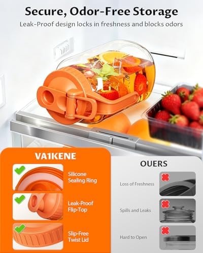 64oz (2quart) Mason Jar Pitcher, Glass Pitcher with Lid for Tea & Cold Brew in Orange, alternate view 3