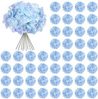 64Pcs Artificial Hydrangea Flowers, Blue Purple Silk Flowers