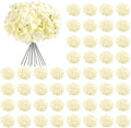 64Pcs Champagne Artificial Hydrangea Flowers, Silk Hydrangeas