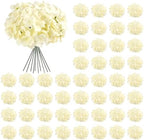 64Pcs Champagne Artificial Hydrangea Flowers, Silk Hydrangeas